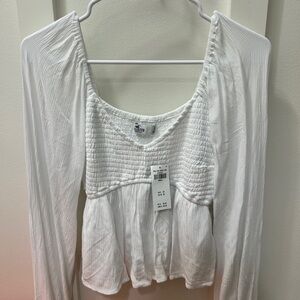 Hollister White Smocked Blouse